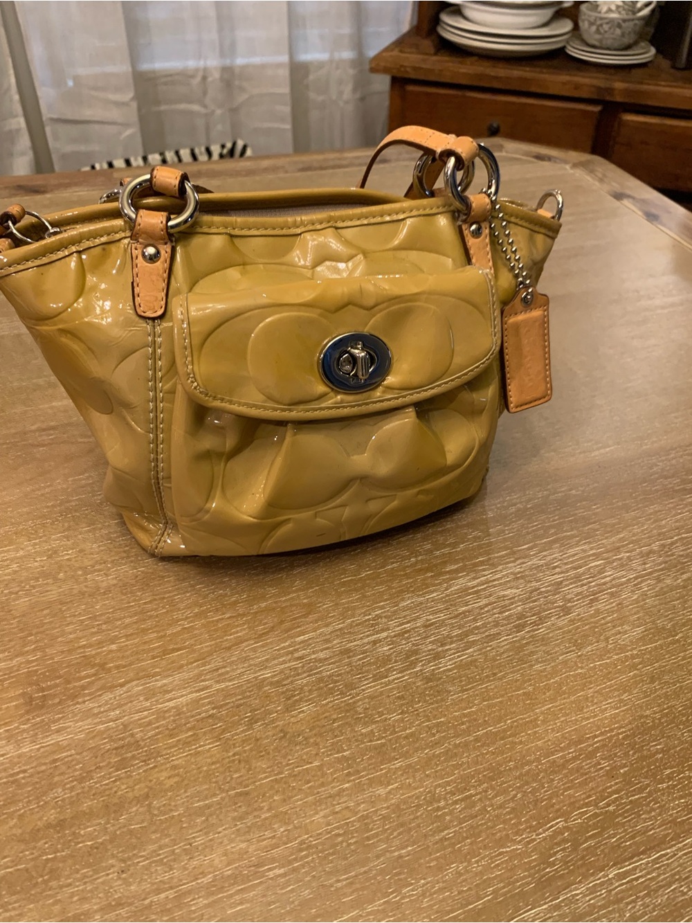 Coach Patent Leather  Bag in Mustard Yellow no strap